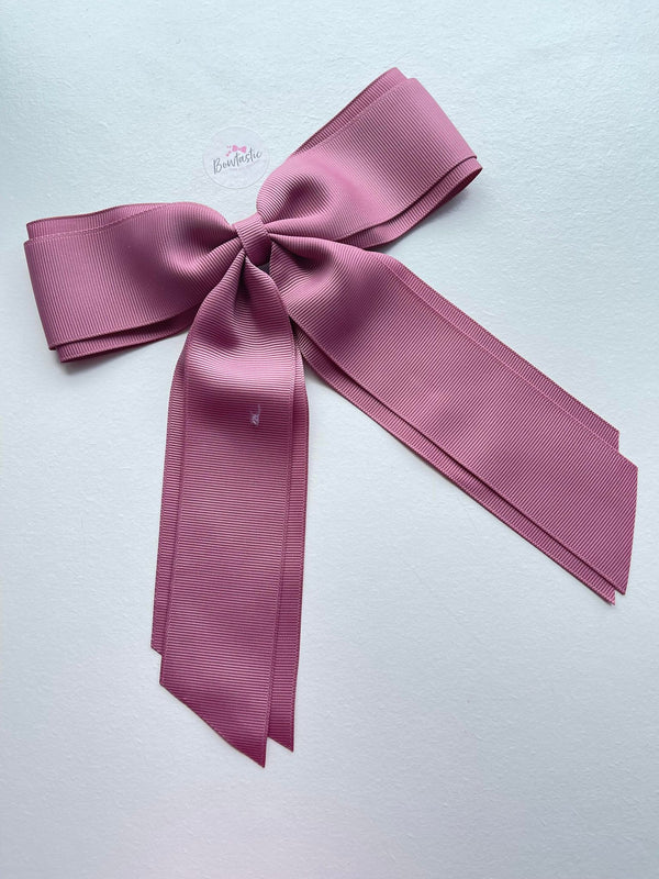 7 Inch XL Tail Bow - Rosy Mauve