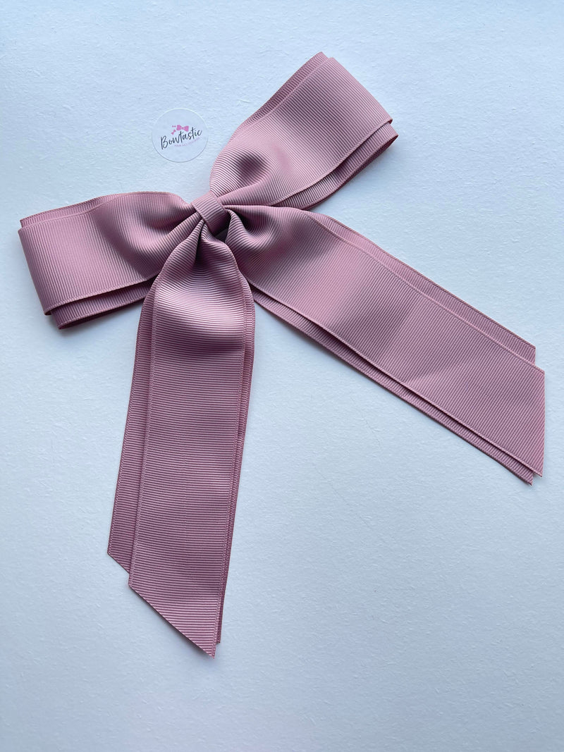 7 Inch XL Tail Bow - Antique Mauve