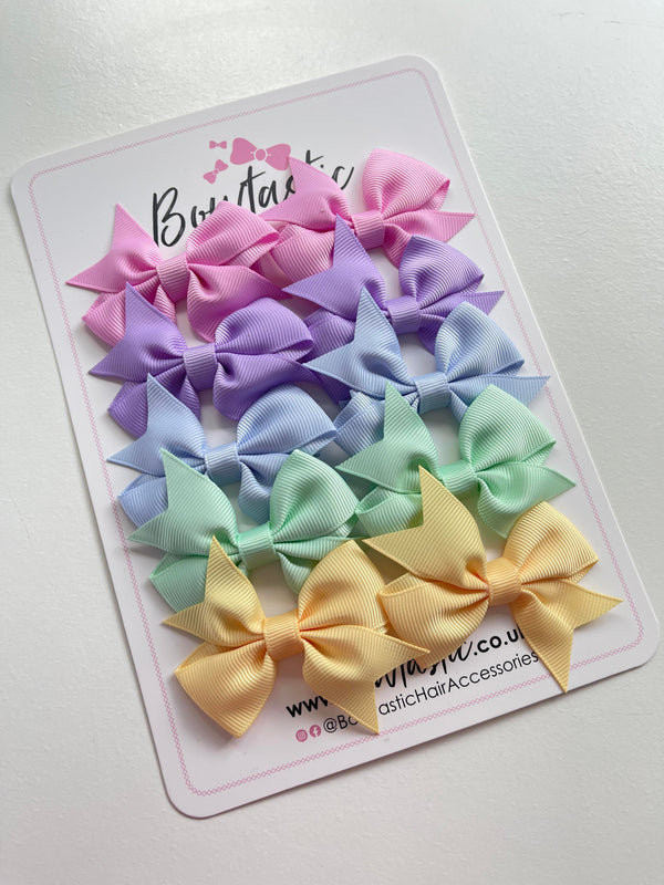 Bow Set - 2.5 Inch - Tulip, Lt Orchid, Bluebell, Pastel Green & Buttercup - 10 Pack
