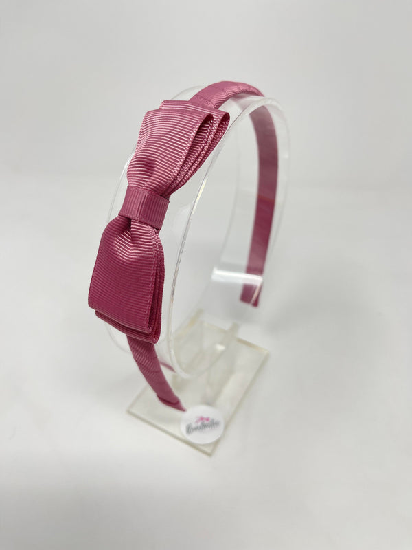 3 Inch Flat Bow Alice Band - Rosy Mauve