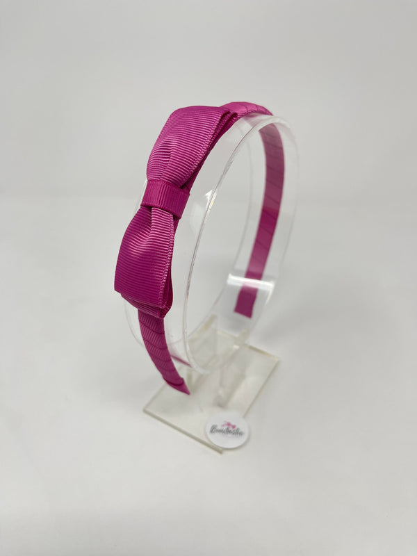 3 Inch Flat Bow Alice Band - Raspberry Rose