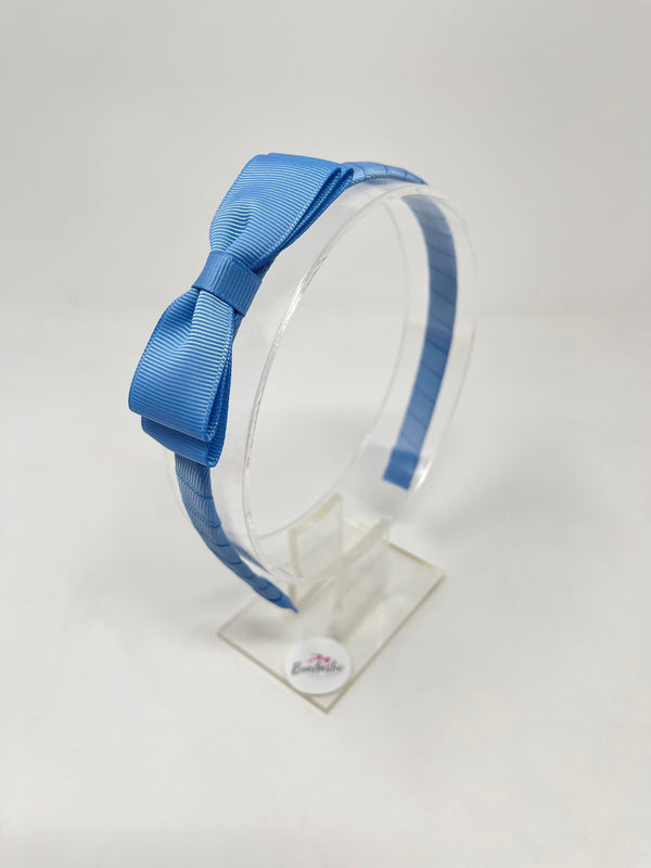 3 Inch Flat Bow Alice Band - French Blue