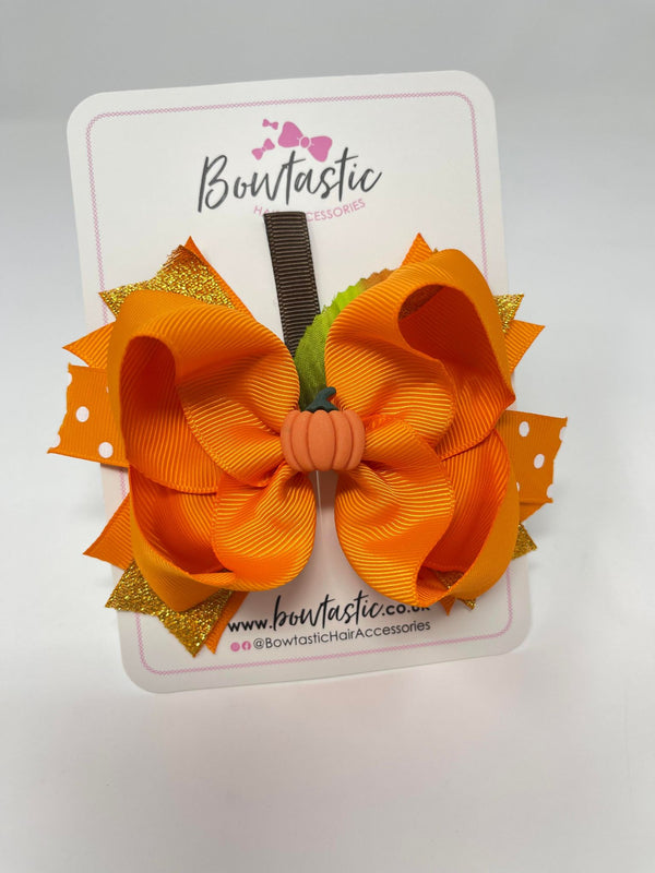 Halloween - 4.5 Inch Pumpkin Bow - Clip