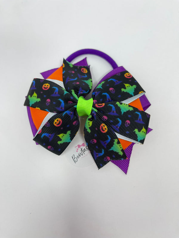 Halloween - 4 Inch Layer Bow Bobble - Neon Spooky