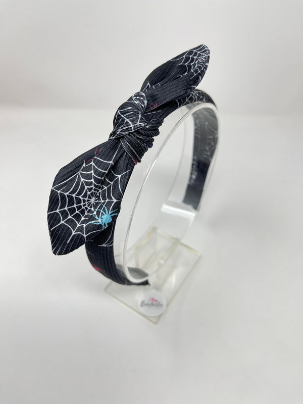 Halloween - Ribbed Bunny Headband - Black Spider
