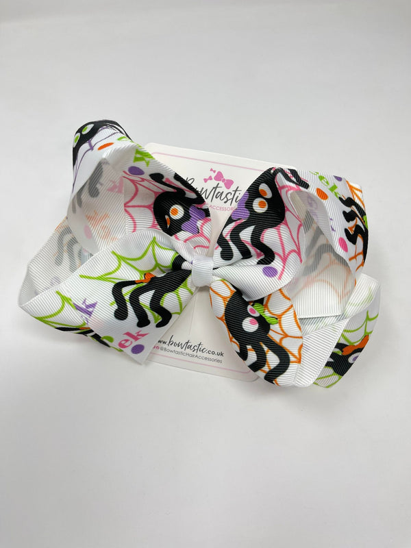 Halloween - 6.5 Inch Bow - White Spiders & Webs