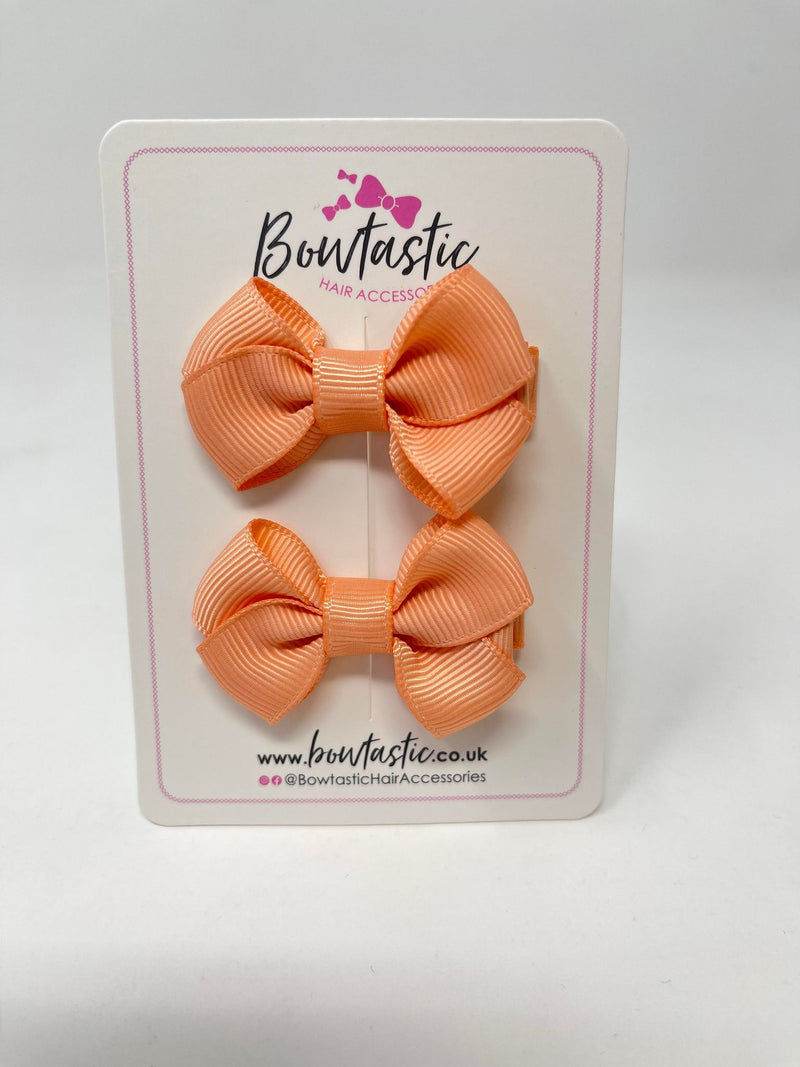 2 Inch Flat Bows Style 2 - Peach - 2 Pack