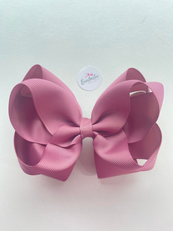 5 Inch Double Bow - Rosy Mauve