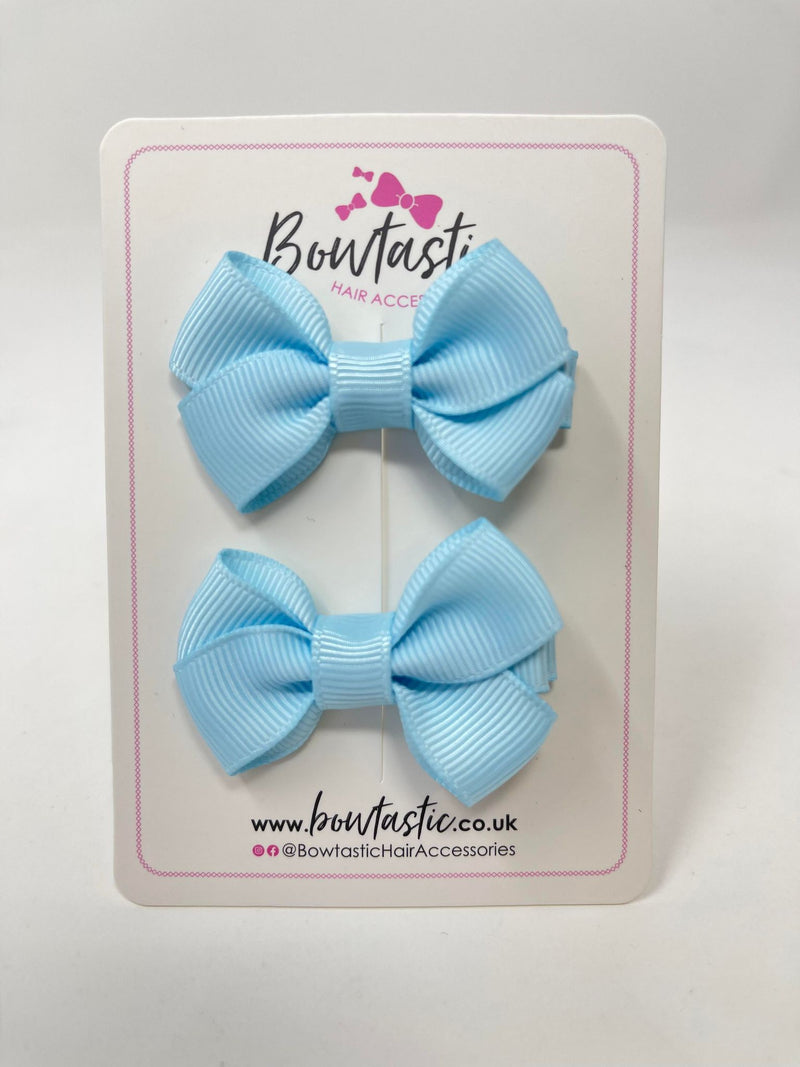 2 Inch Flat Bows Style 2 - Light Blue - 2 Pack