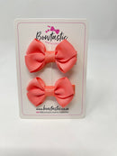 2 Inch Flat Bows Style 2 - Light Coral - 2 Pack