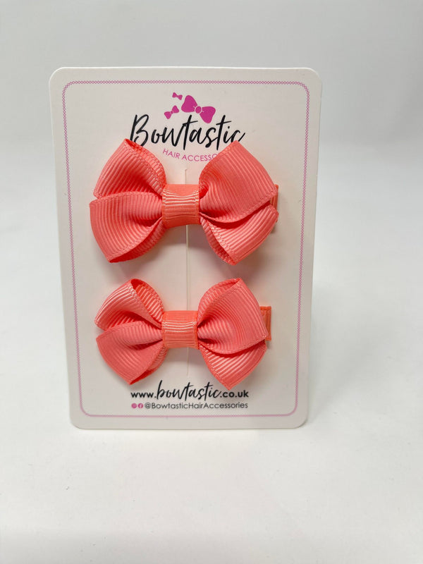 2 Inch Flat Bows Style 2 - Light Coral - 2 Pack