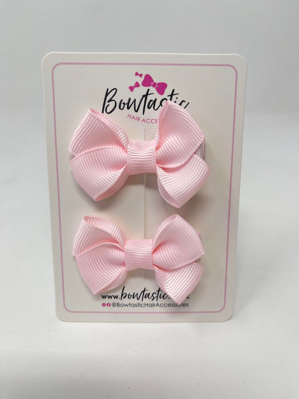 2 Inch Flat Bows Style 2 - Powder Pink - 2 Pack
