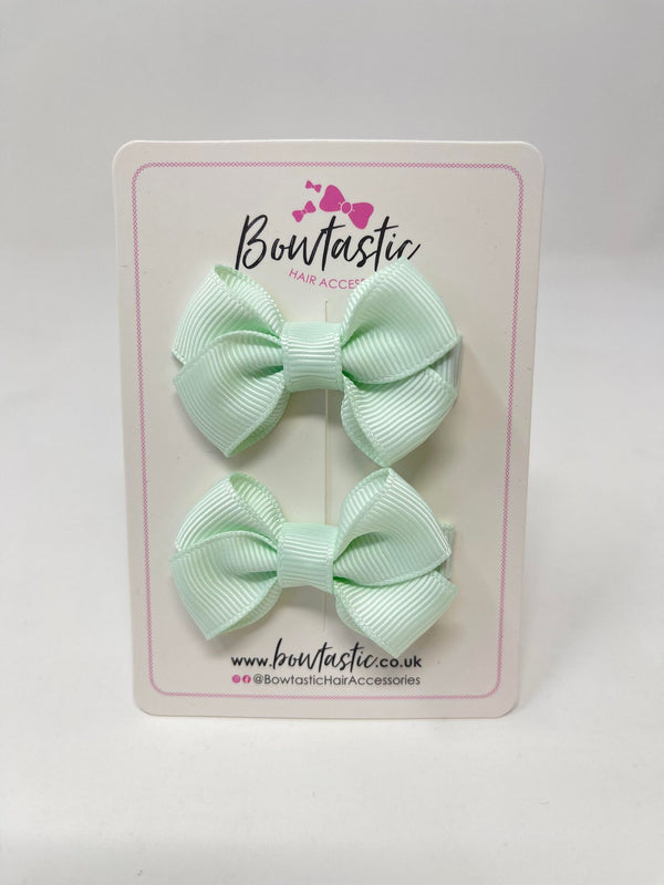 2 Inch Flat Bows Style 2 - Ice Mint - 2 Pack