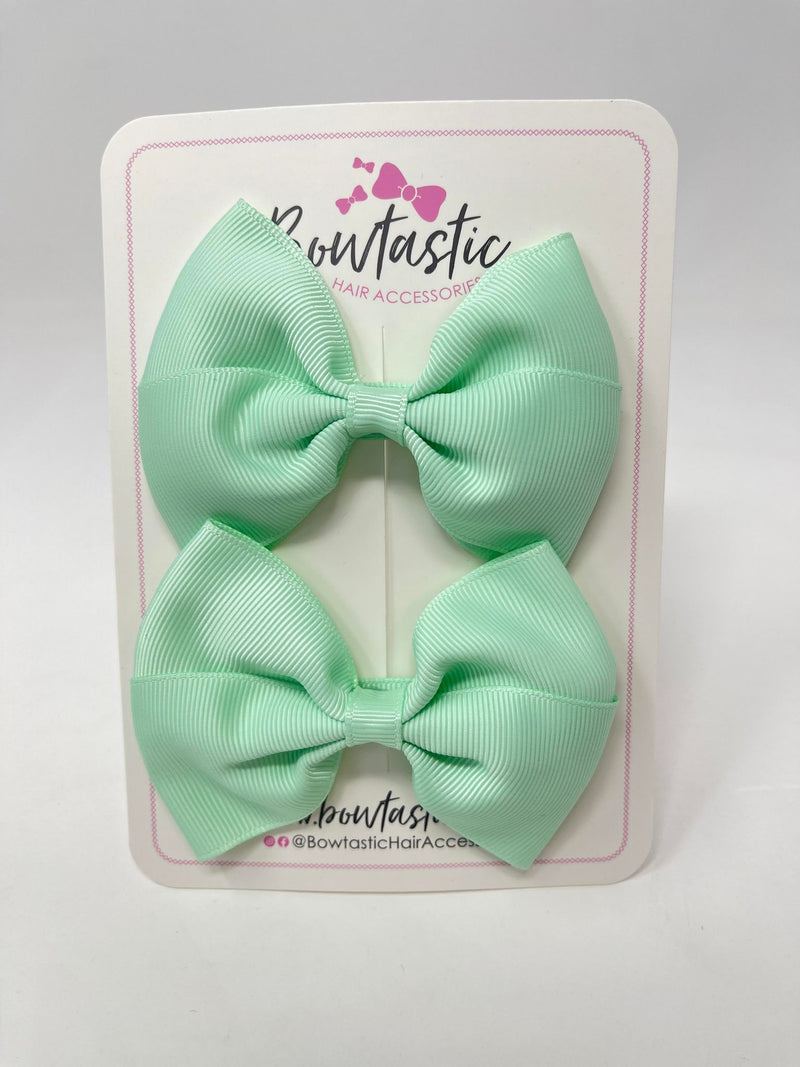 3.5 Inch Twist Bow - Pastel Green - 2 Pack