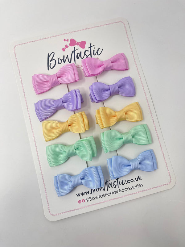Bow Set - 1.75 Inch - Tulip, Light Orchid, Chamois, Pastel Green & Bluebell - 10 Pack