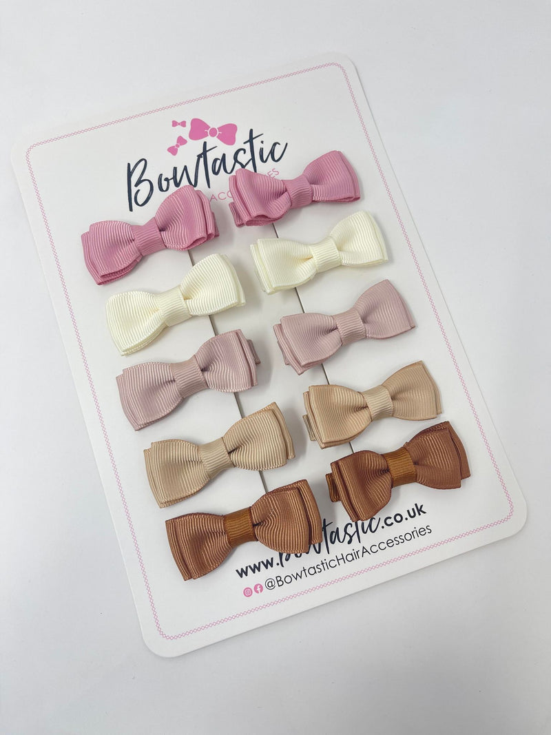 Bow Set - 1.75 Inch - Quartz, Antique White, Vanilla, Tan & Chipmunk - 10 Pack