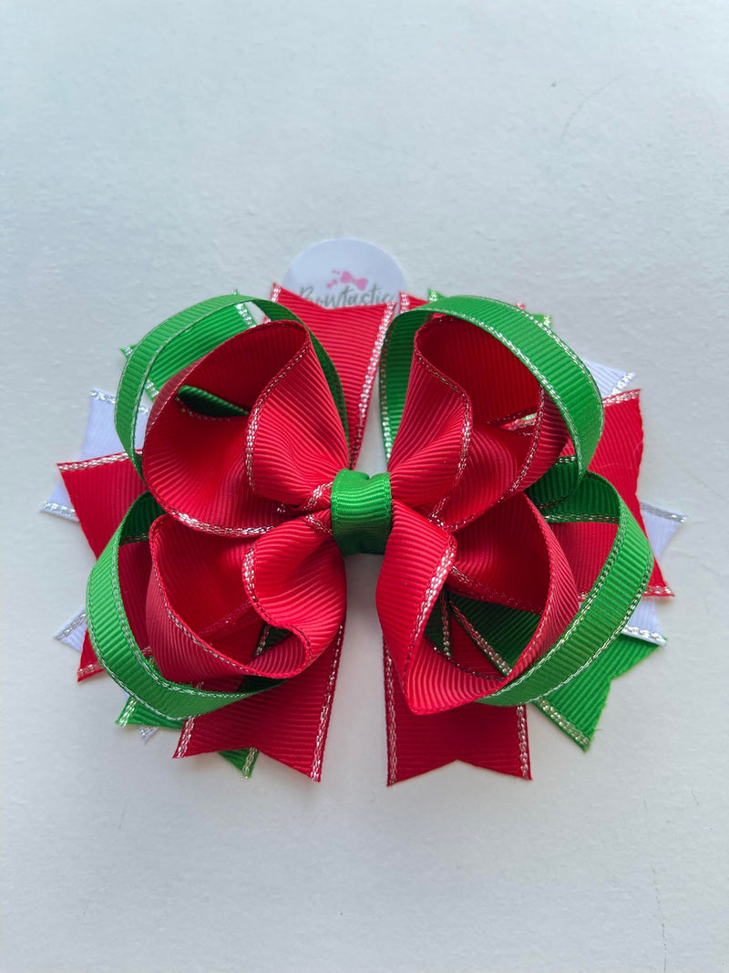 Christmas - 4.5 Inch Bow - Red, Green & White