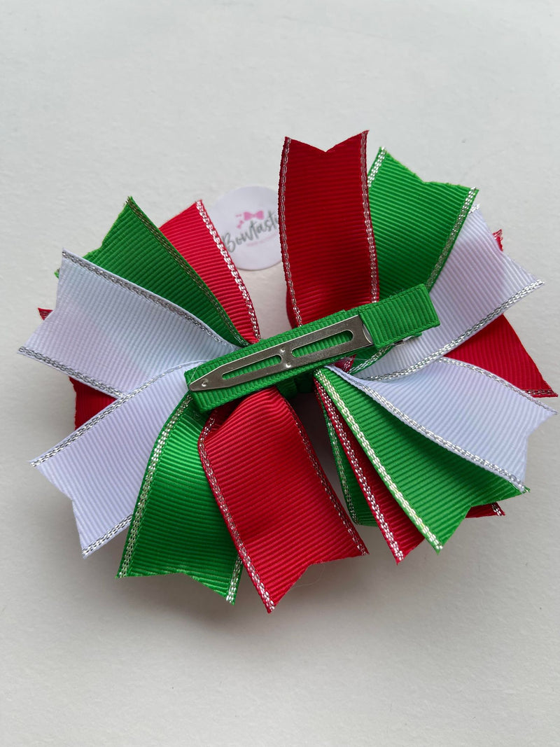 Christmas - 4.5 Inch Bow - Red, Green & White