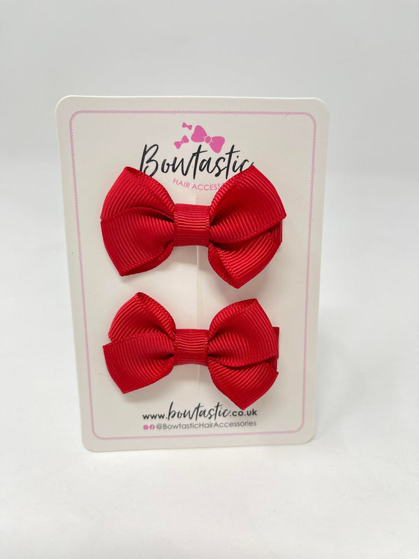 2 Inch Flat Bows Style 2 - Red - 2 Pack