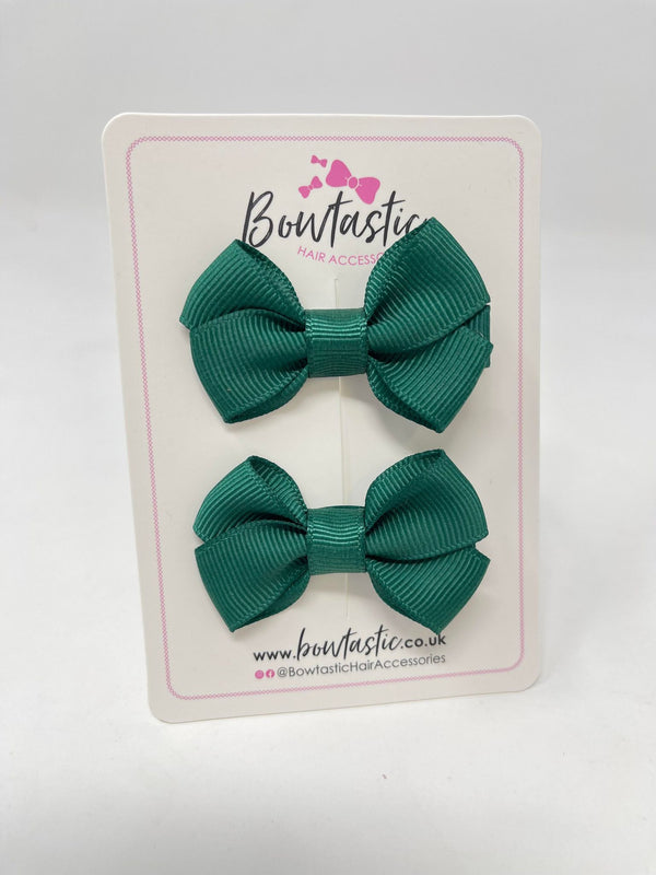 2 Inch Flat Bows Style 2 - Hunter Green - 2 Pack