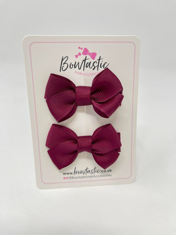 2 Inch Flat Bows Style 2 - Wine - 2 Pack