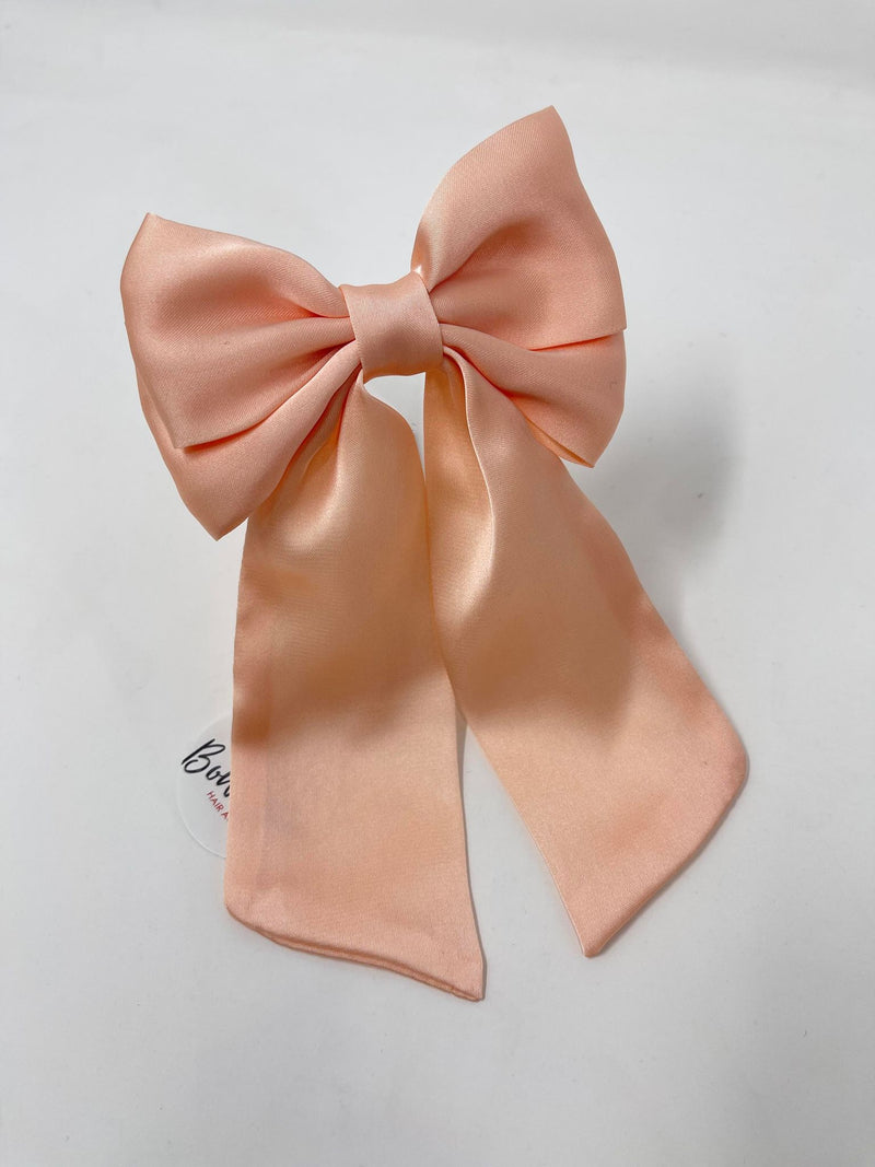 4 Inch Satin Tail Bow - Peach