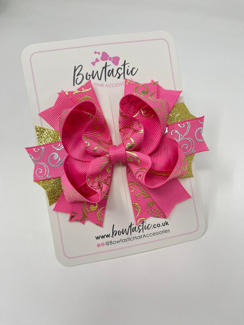 Christmas - Hot Pink & Gold Glitter Bow Bobble