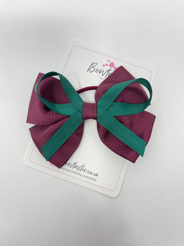 3.5 Inch Flat Bobble Thin Elastic - Hunter Green & Burgundy