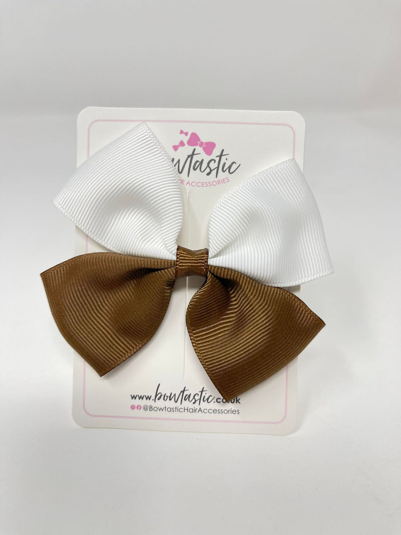 3.75 Inch Butterfly Bow - Brown & White