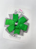 4 Inch Flat Double Bobble - Emerald Green & Grey