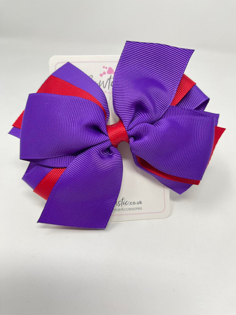 5.5 Inch 3 Layer Bow - Purple & Red