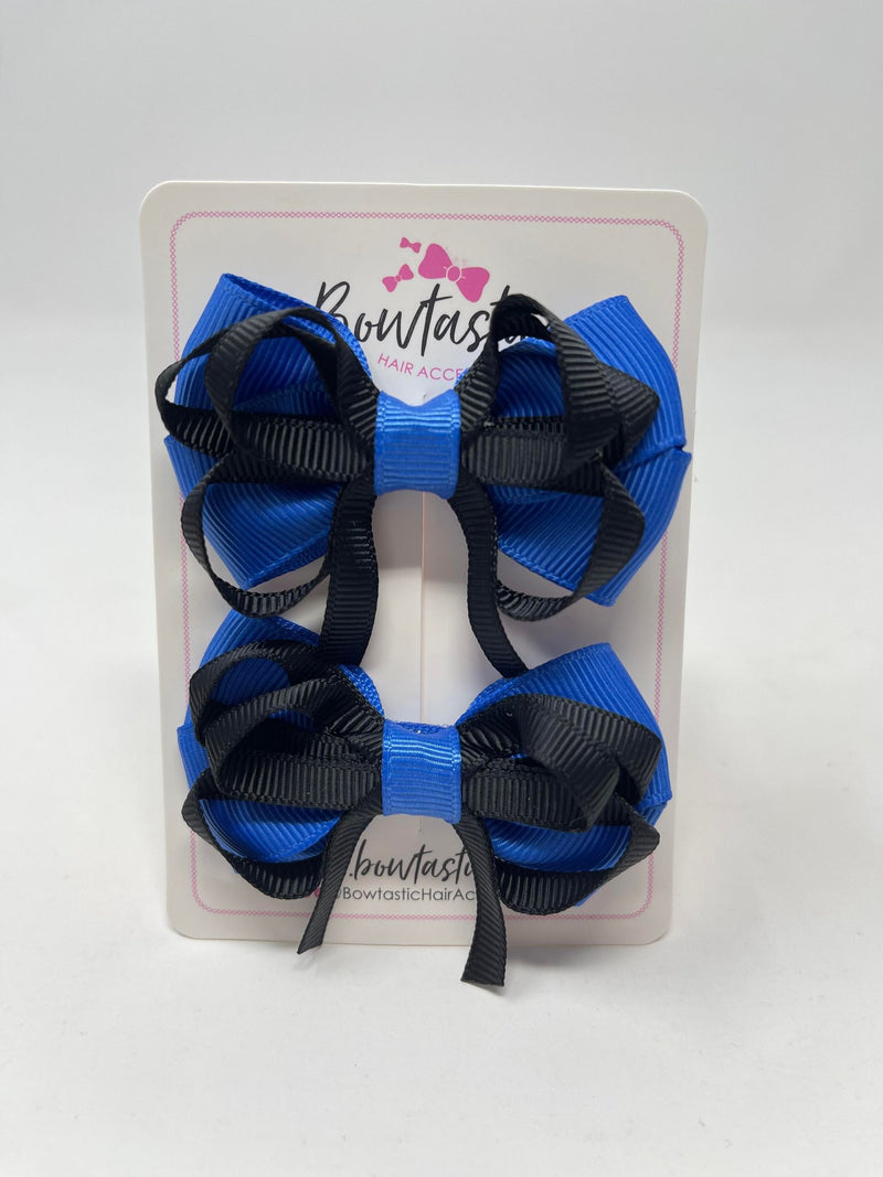 2.5 Inch Bows - Black & Royal Blue - 2 Pack