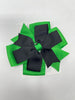4 Inch Flat Double Bow - Emerald Green & Black