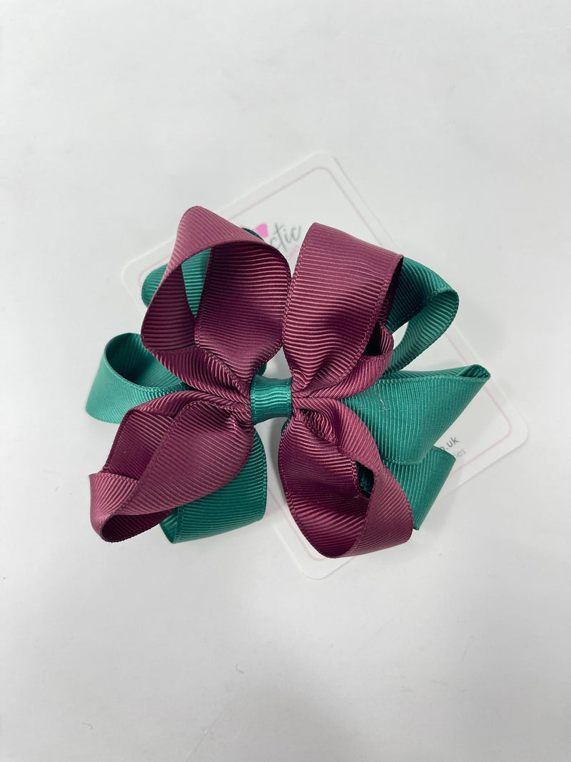 3.5 Inch Bow Bobble - Hunter Green & Burgundy