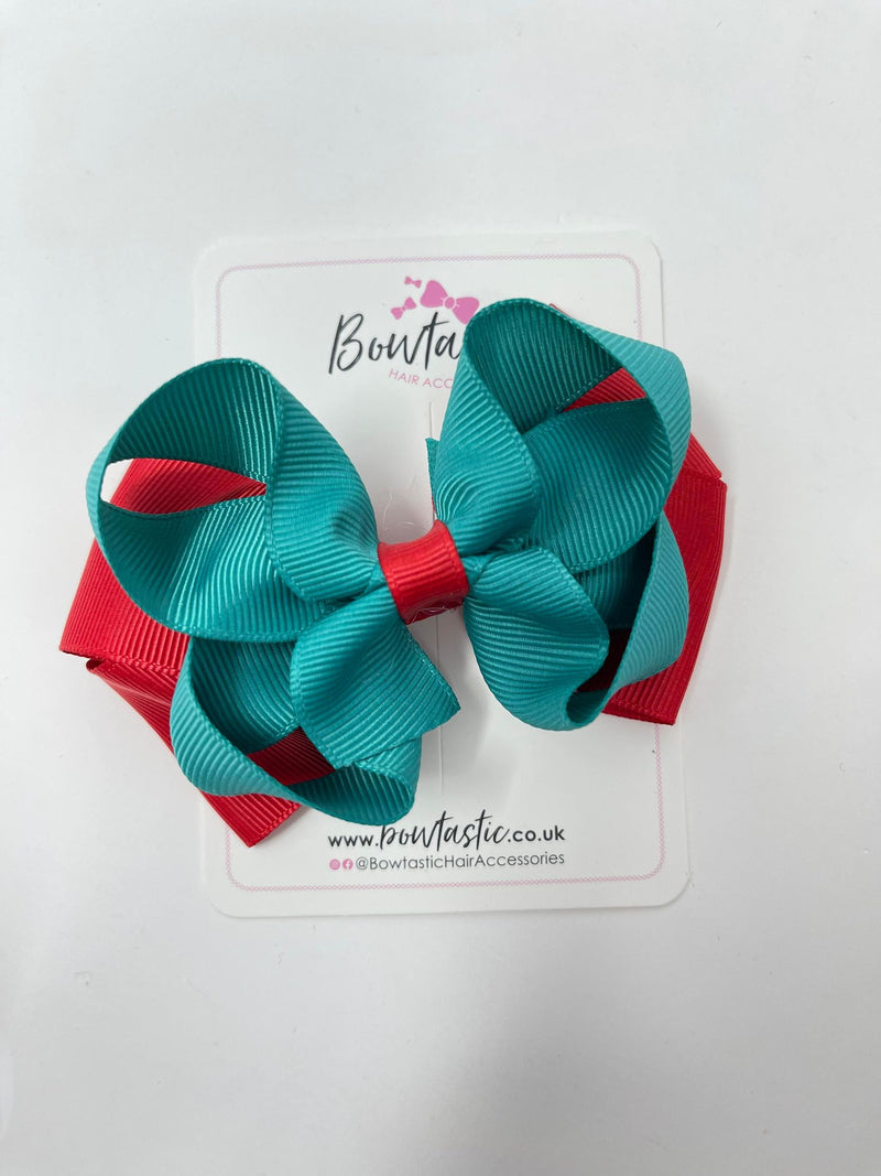 3.75 Inch Bow - Jade Green & Red