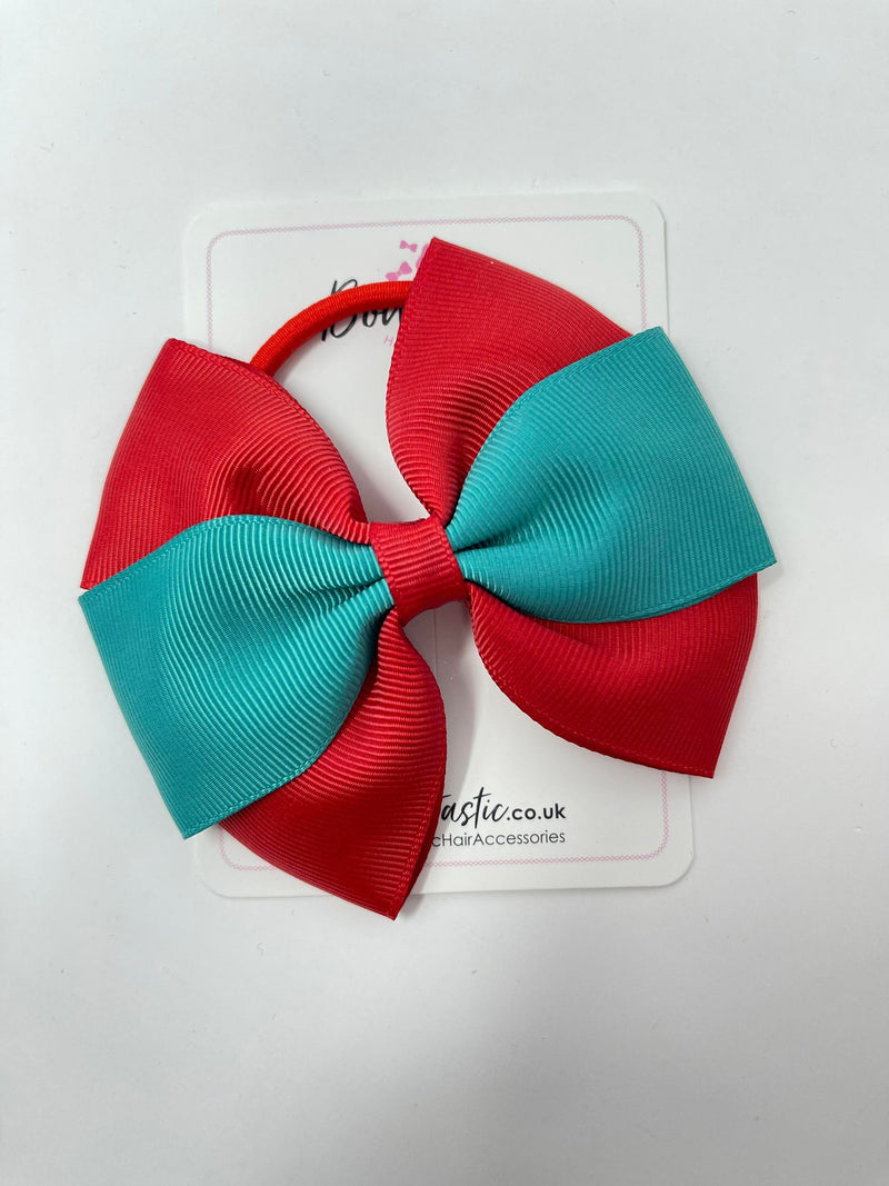 4 Inch Flat Bow Bobble - Jade Green & Red