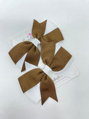 3 Inch Twist Bows - Brown & White - 2 Pack