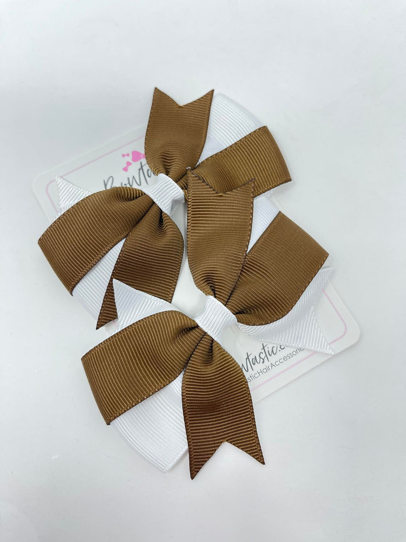 3 Inch Twist Bows - Brown & White - 2 Pack