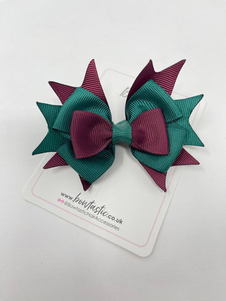 3.5 Inch Stacked Bow - Hunter Green & Burgundy