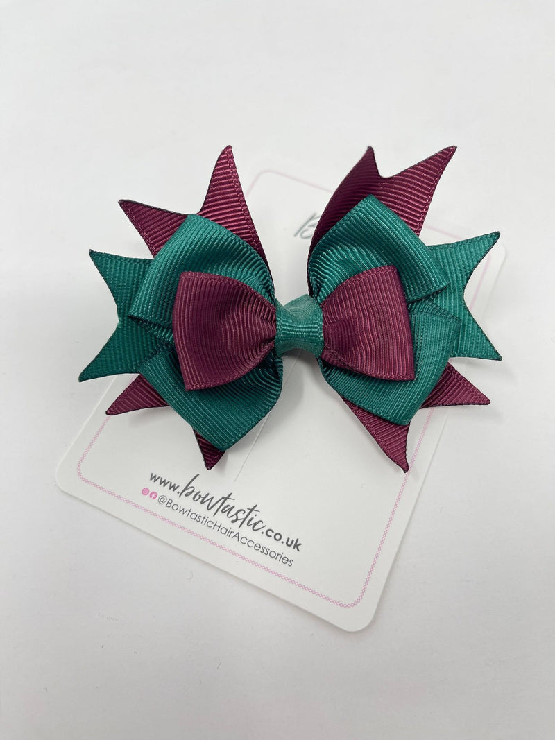 3.5 Inch Stacked Bow - Hunter Green & Burgundy