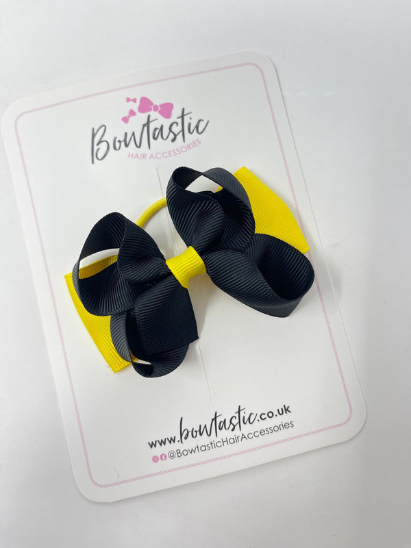 3 Inch Bow Thin Elastic - Black & Daffodil