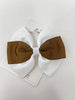 4 Inch Flat Bow Bobble - Brown & White