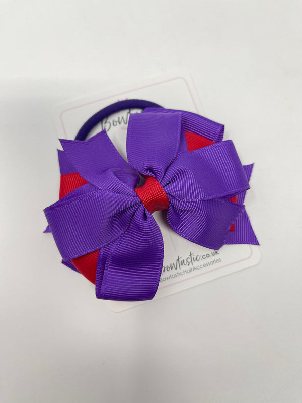 4 Inch 3 Layer Bow Bobble - Purple & Red