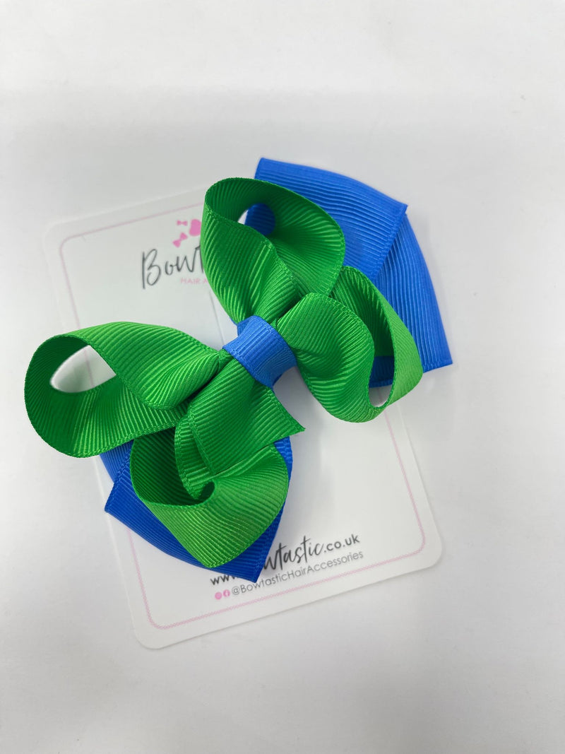 3.75 Inch Bow - Royal Blue & Emerald Green