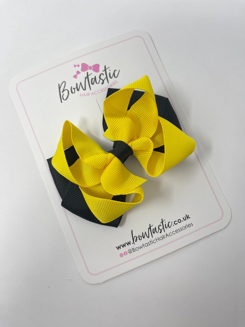 3.75 Inch Bow - Black & Daffodil