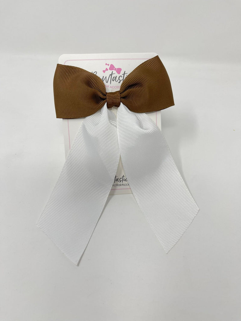 3.5 Inch Tail Bow - Brown & White