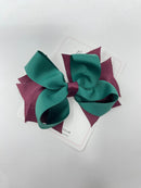 4 Inch Double Bow - Hunter Green & Burgundy