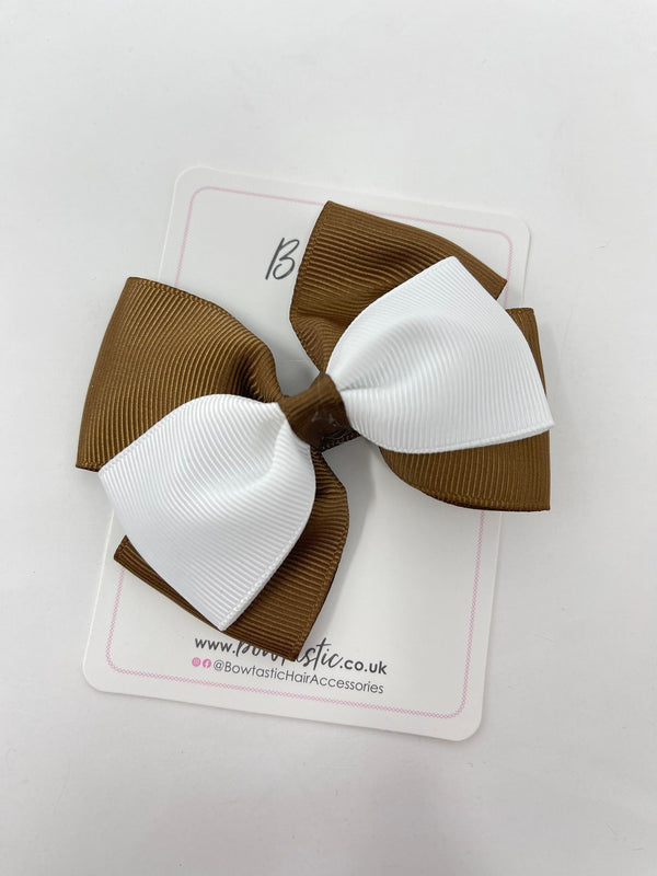 3.5 Inch Flat Bow - Style 2 - Brown & White