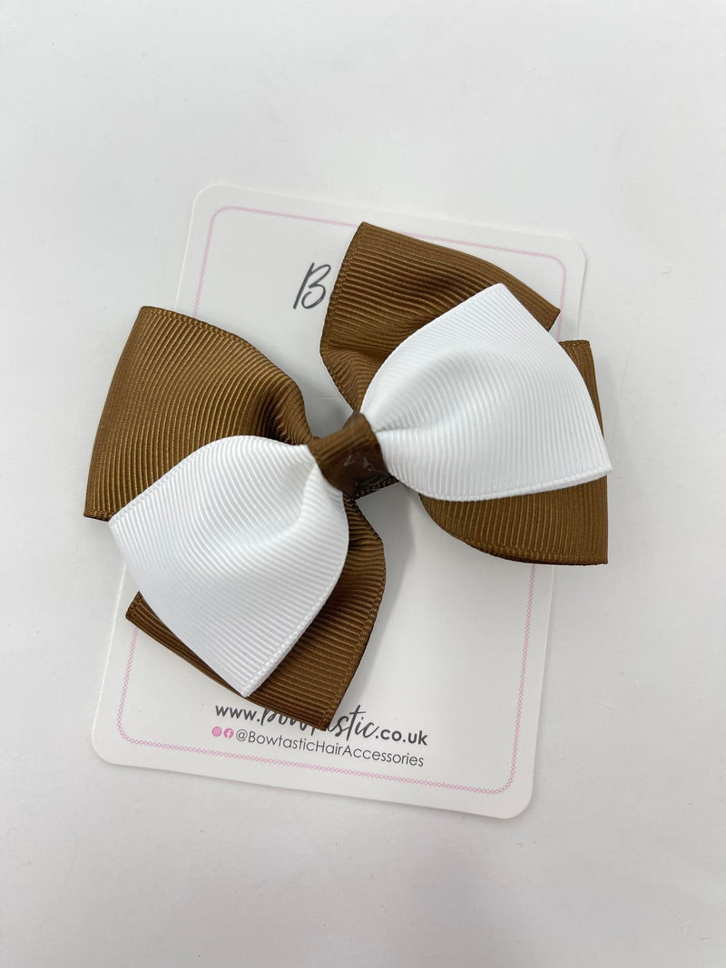 3.5 Inch Flat Bow - Style 2 - Brown & White