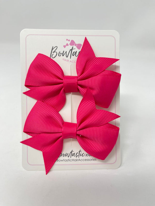 2.5 Inch Flat Bow Style 2 - Camellia Rose - 2 Pack